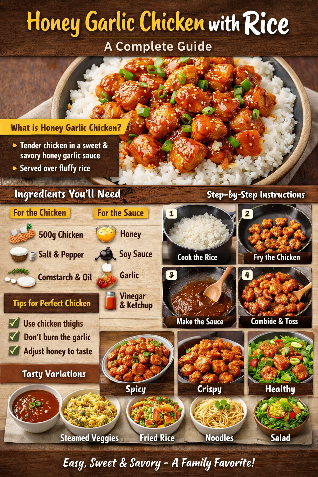 honey garlic chicken (with rice)